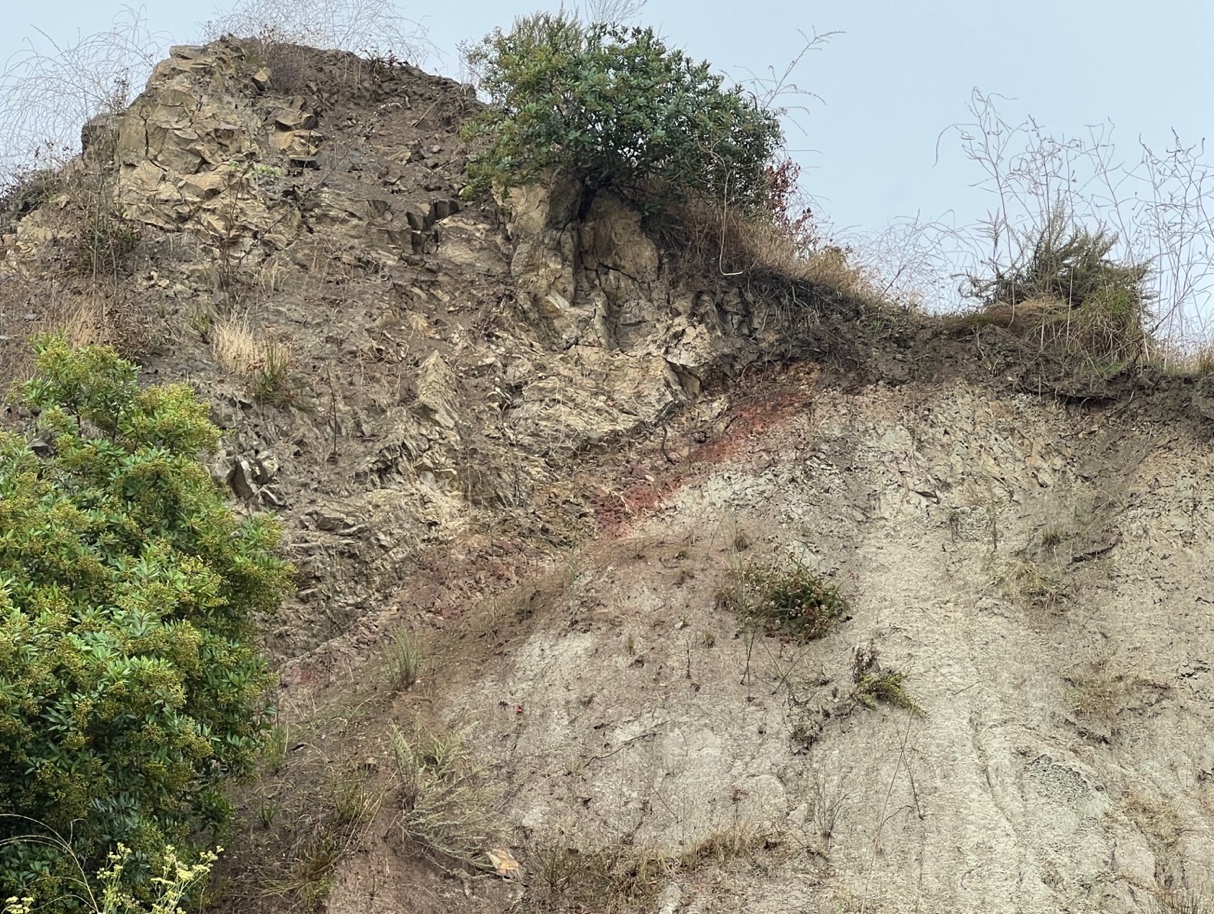 West side of dome volcanic unit crosscutting Santiago fm