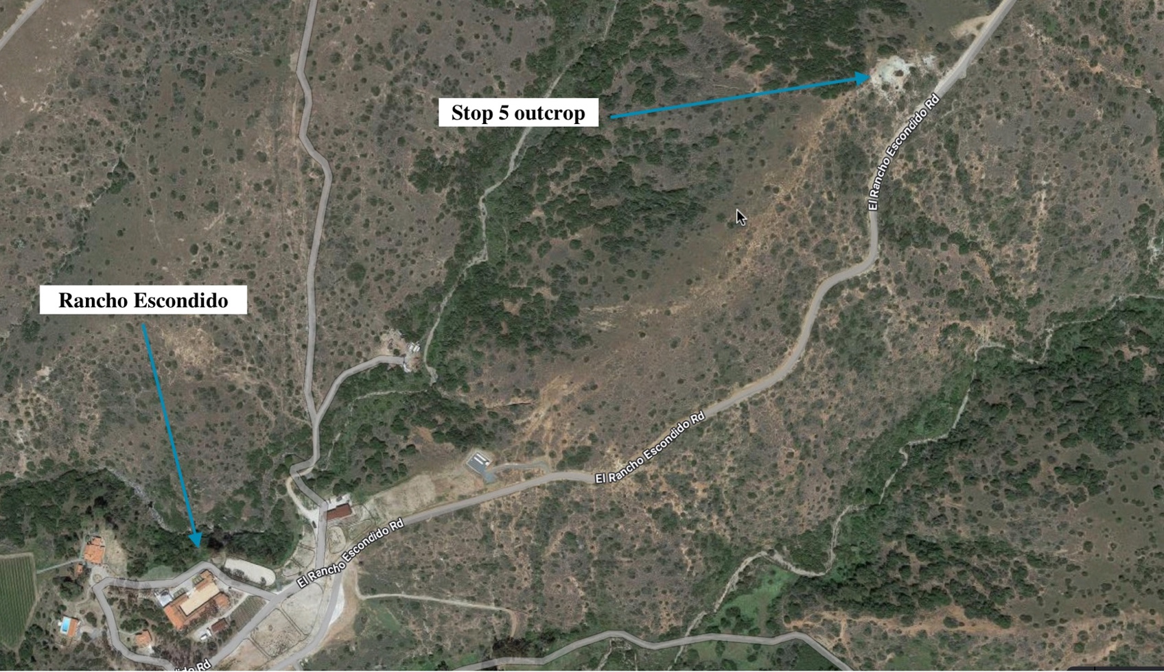 Location of Stop 5 relative to the Rancho Escondido facility